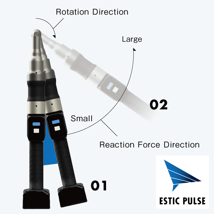 This is an image showing the difference in reaction force betweenpulse fastening and direct fastening.
